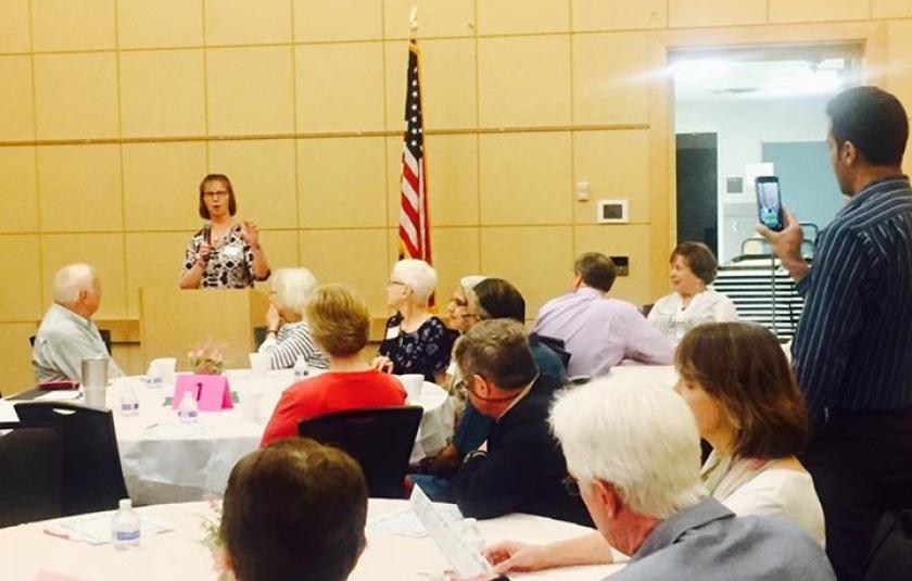 Barb Anderson speaking at Prayer Breakfast in Dublin, Ohio