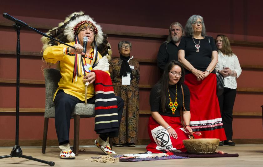 Chief Phil Lane and representatives of Idle No More