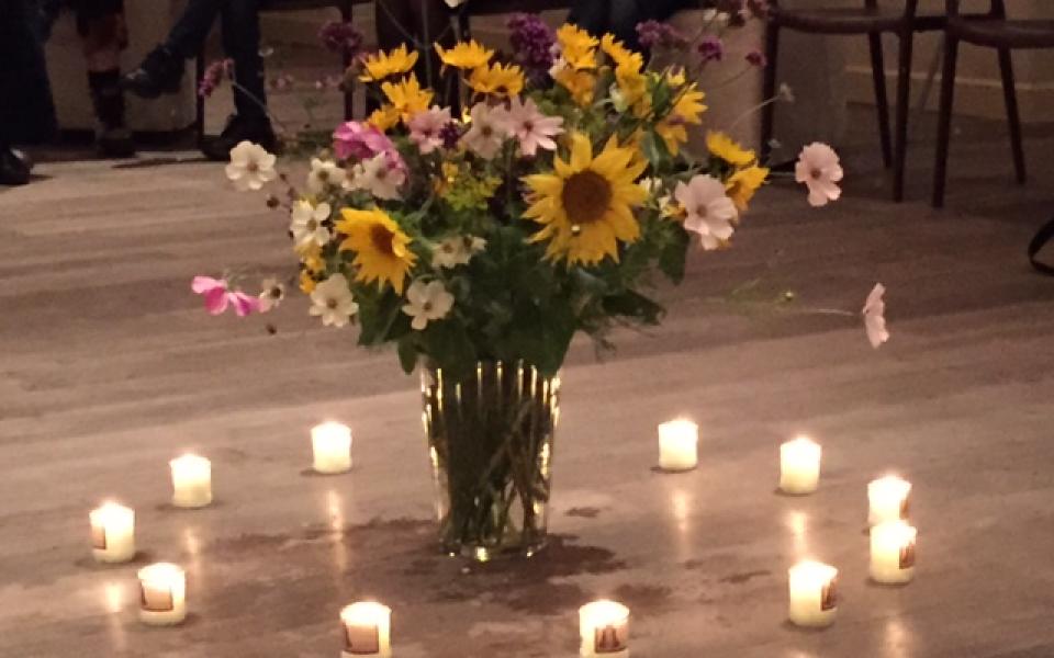 flower surrounded by lightning candles 