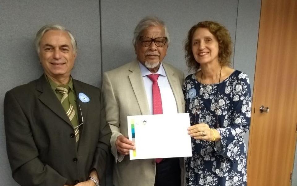 Salette Aquino, Mostafa Bartar, and Arun Gandhi