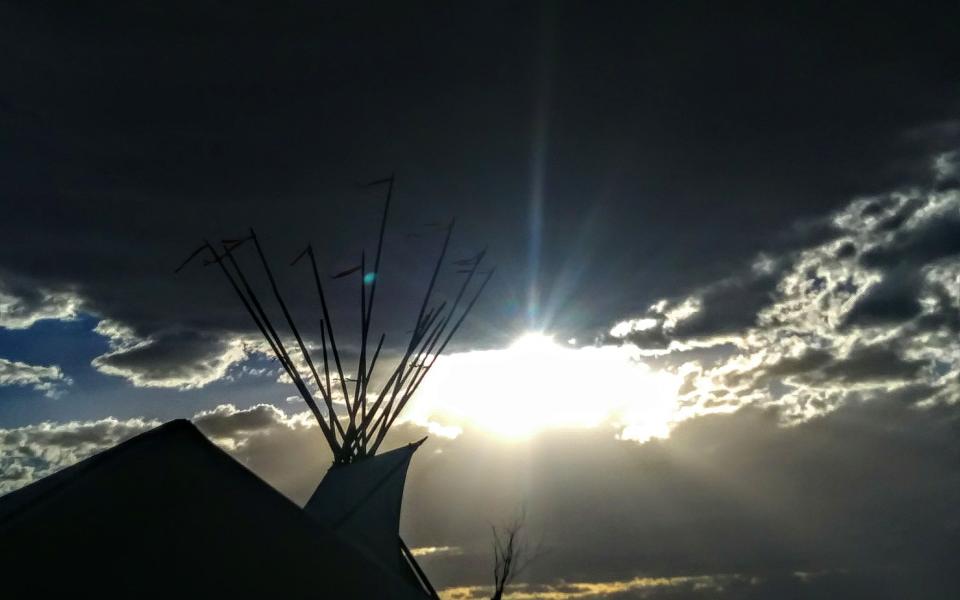 tent and evening sky