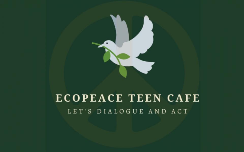 Logo: Ecopeace Teen Cafe logo with dove and peace sign