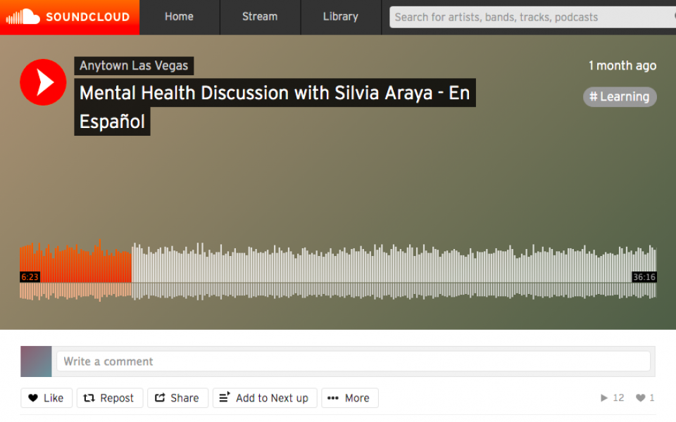 Screen shot of podcast on soundcloud