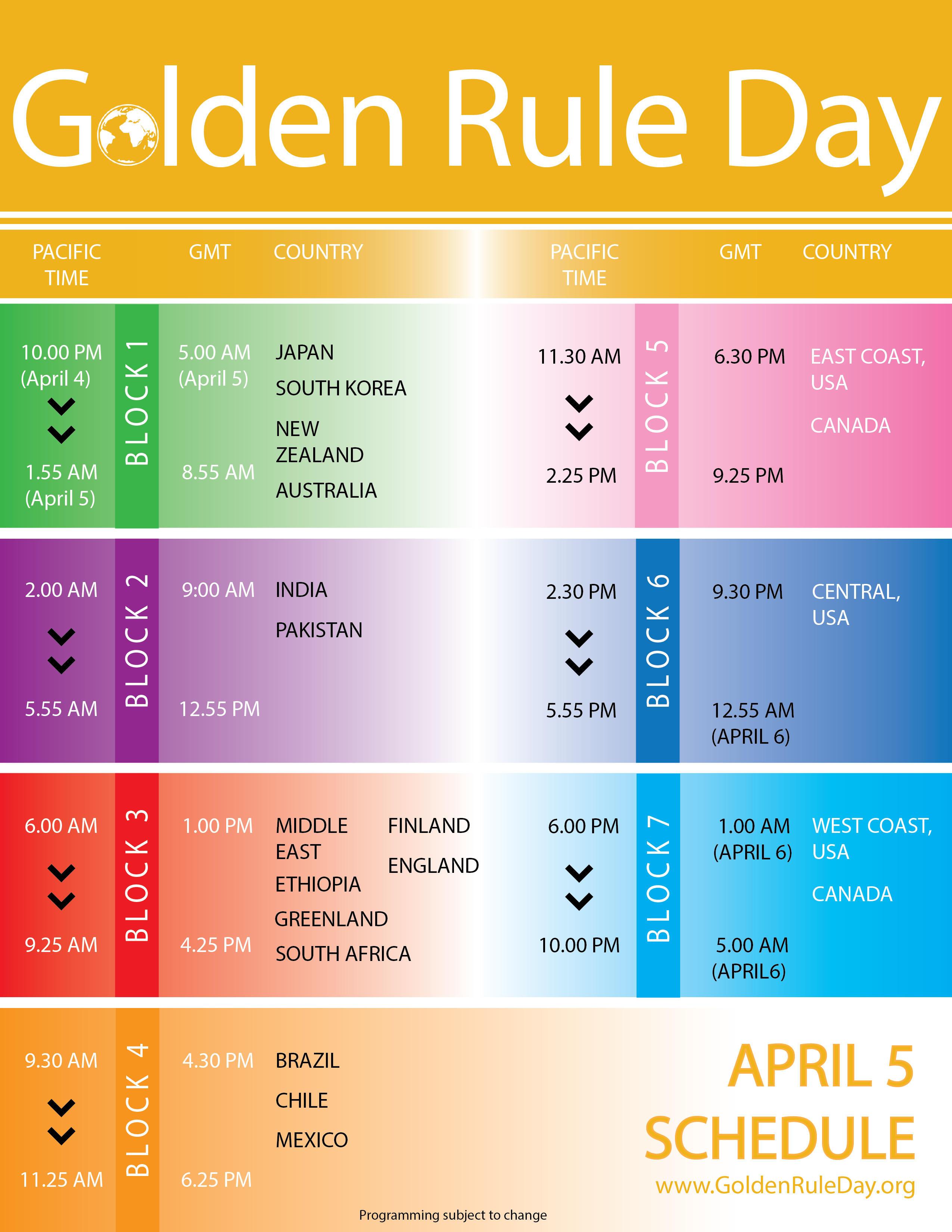 Golden Rule Day Schedule